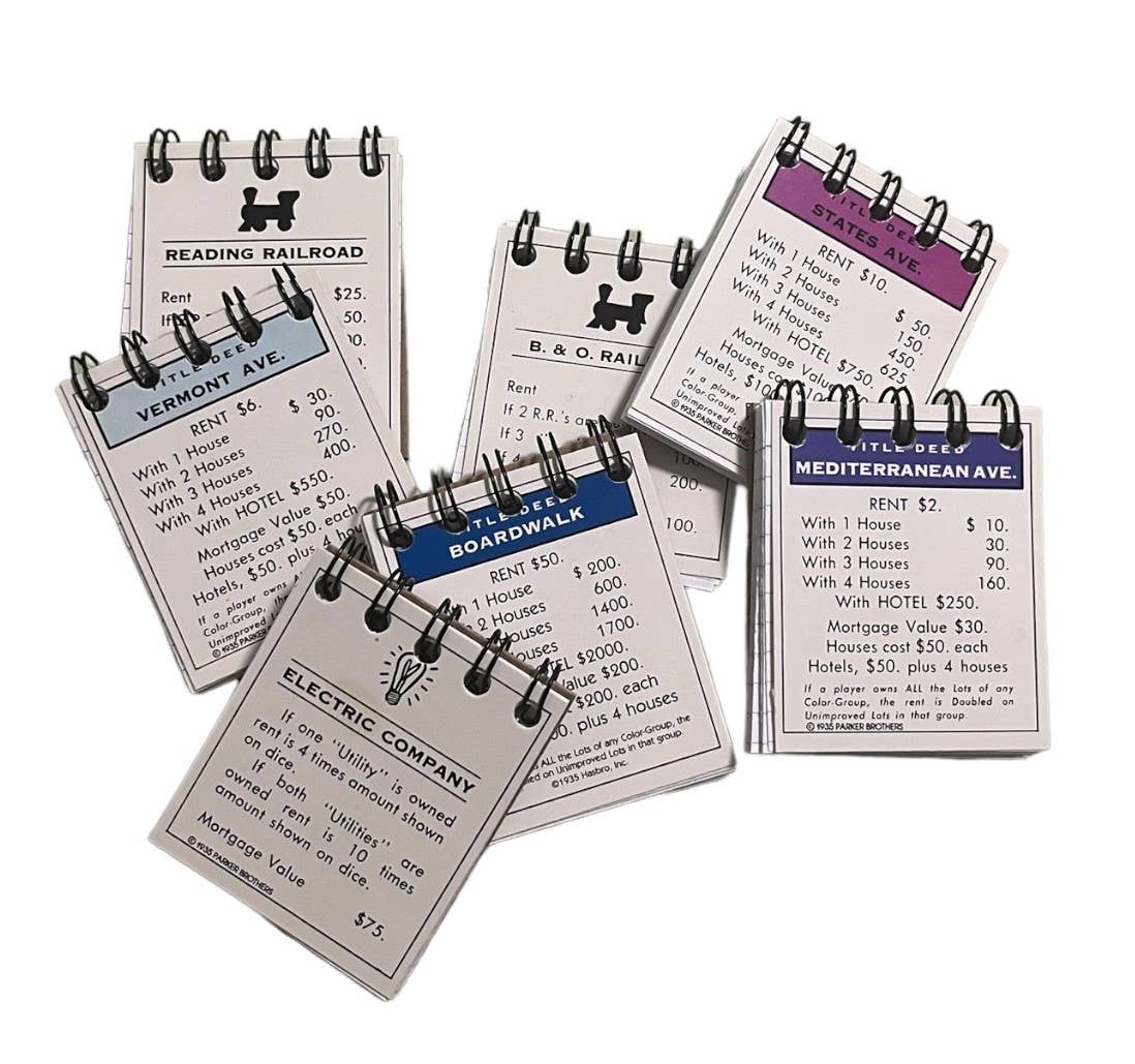 Monopoly Property Card Mini Notebook Journals