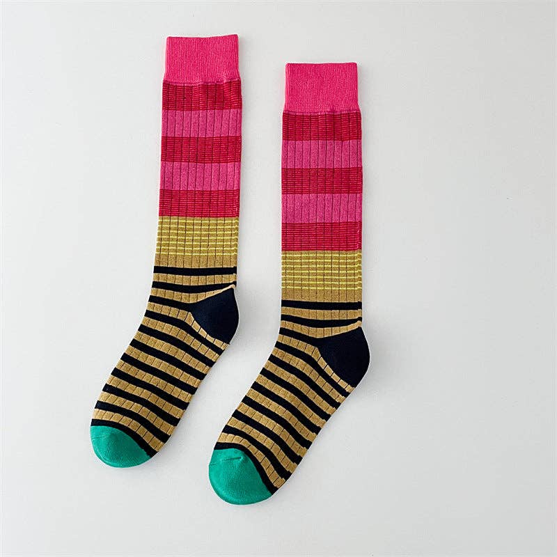 Color Block Striped Long Slouch Socks