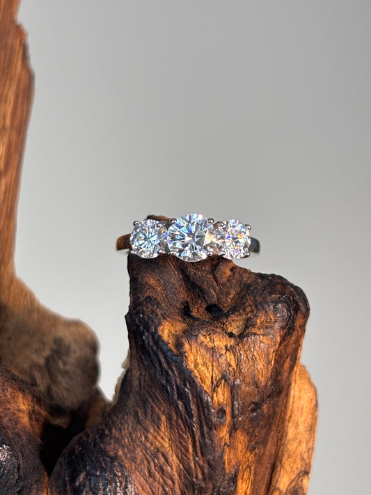 Moissanite Past Present Future Ring