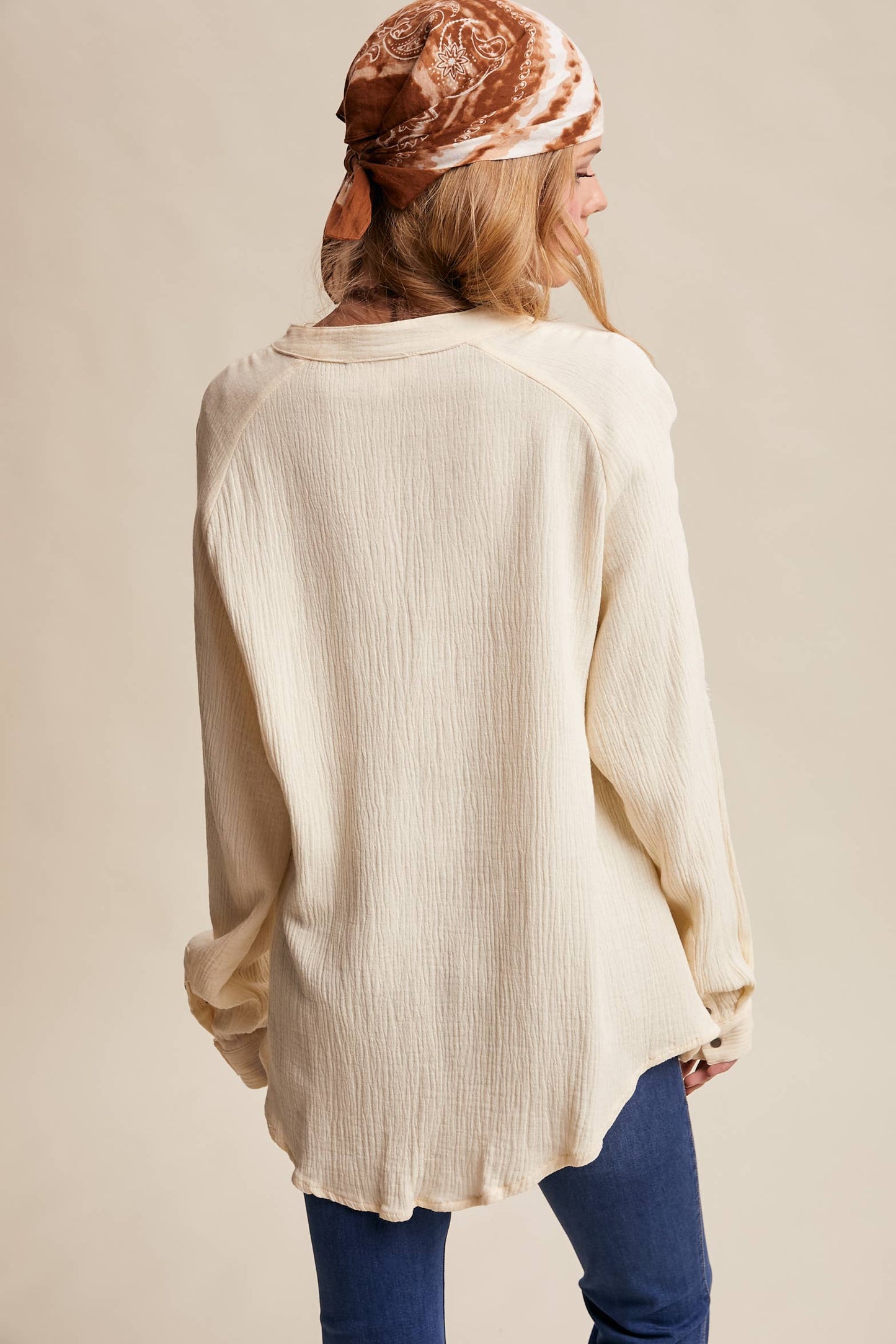 Draped Surplice Textured Blouse