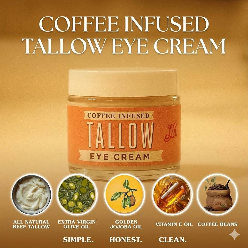 Coffee-Infused Tallow Eye Cream – Brighten, Firm & Revitalize Naturally
