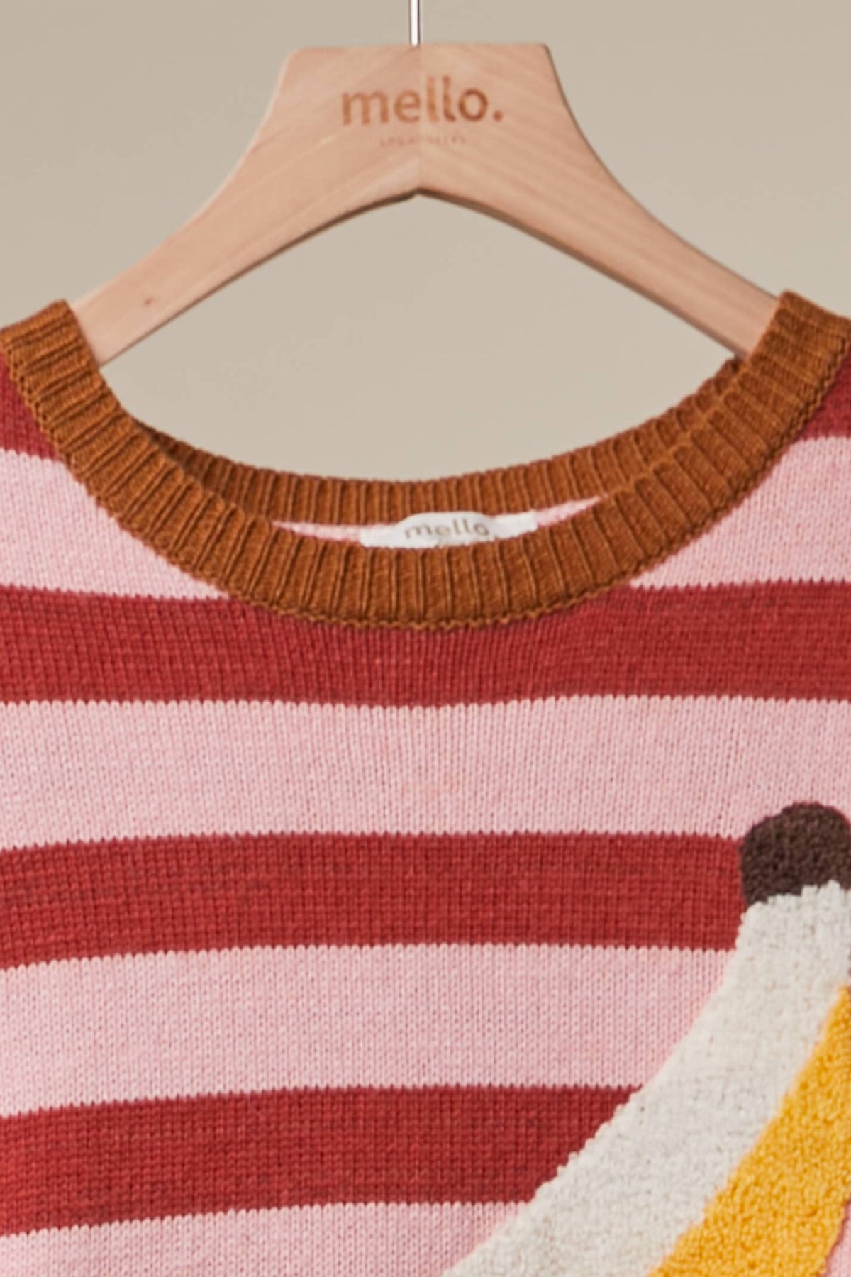 Cozy Striped Sweater with Fun Banana Detail