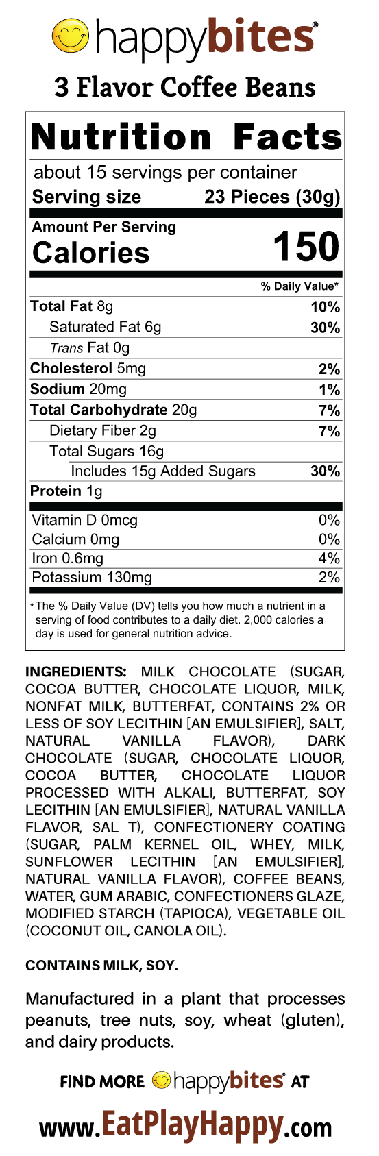 Happy Bites 3 Flavor Covered Coffee Beans (16 oz)