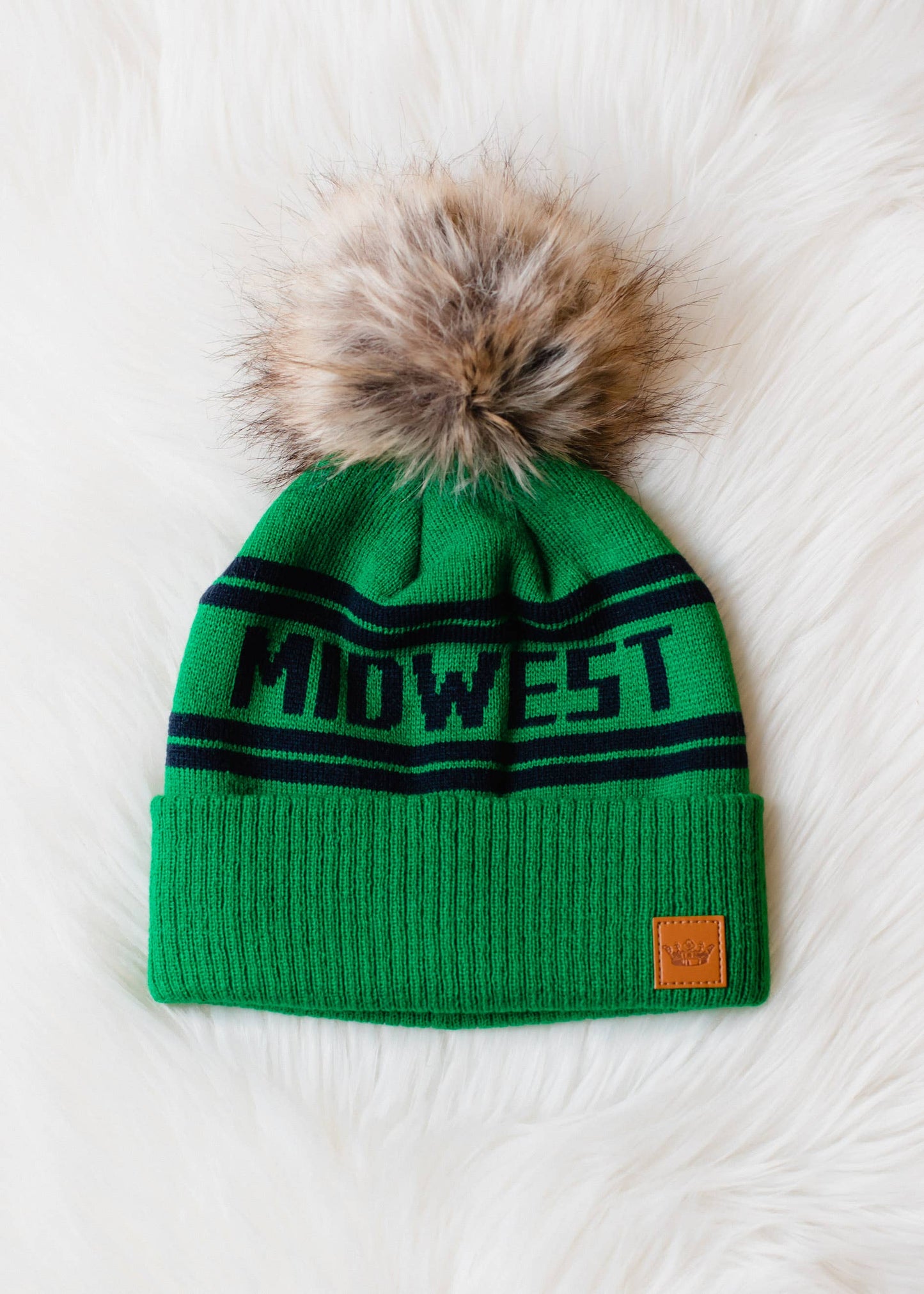 Green & Navy Midwest Pom Hat