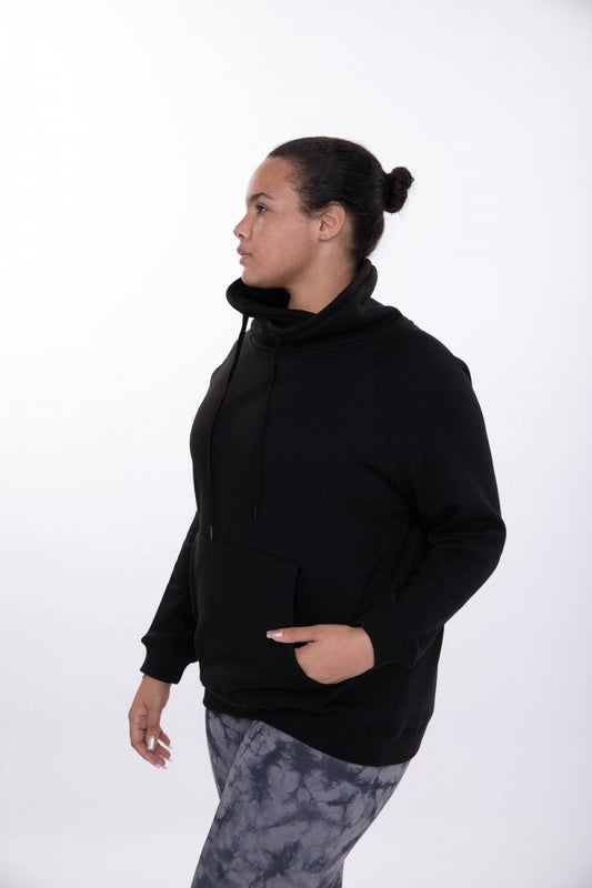 Criss Cross Cowl Neck Longline Pullover (plus)