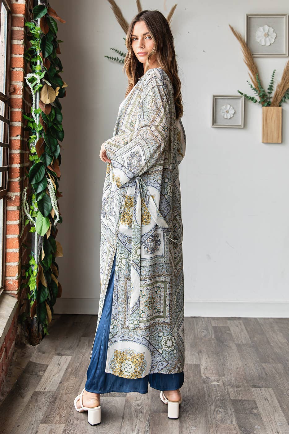 PAISLEY PRINT BELTED CHIFFON MIDI DUSTER