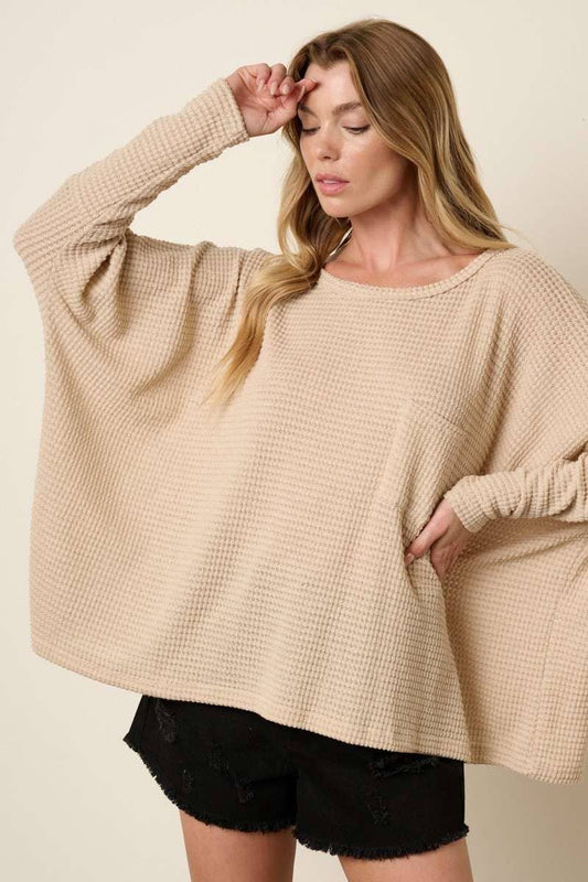 WIDE STRIPE ROUND NECK OVERSIZED KNIT TOP