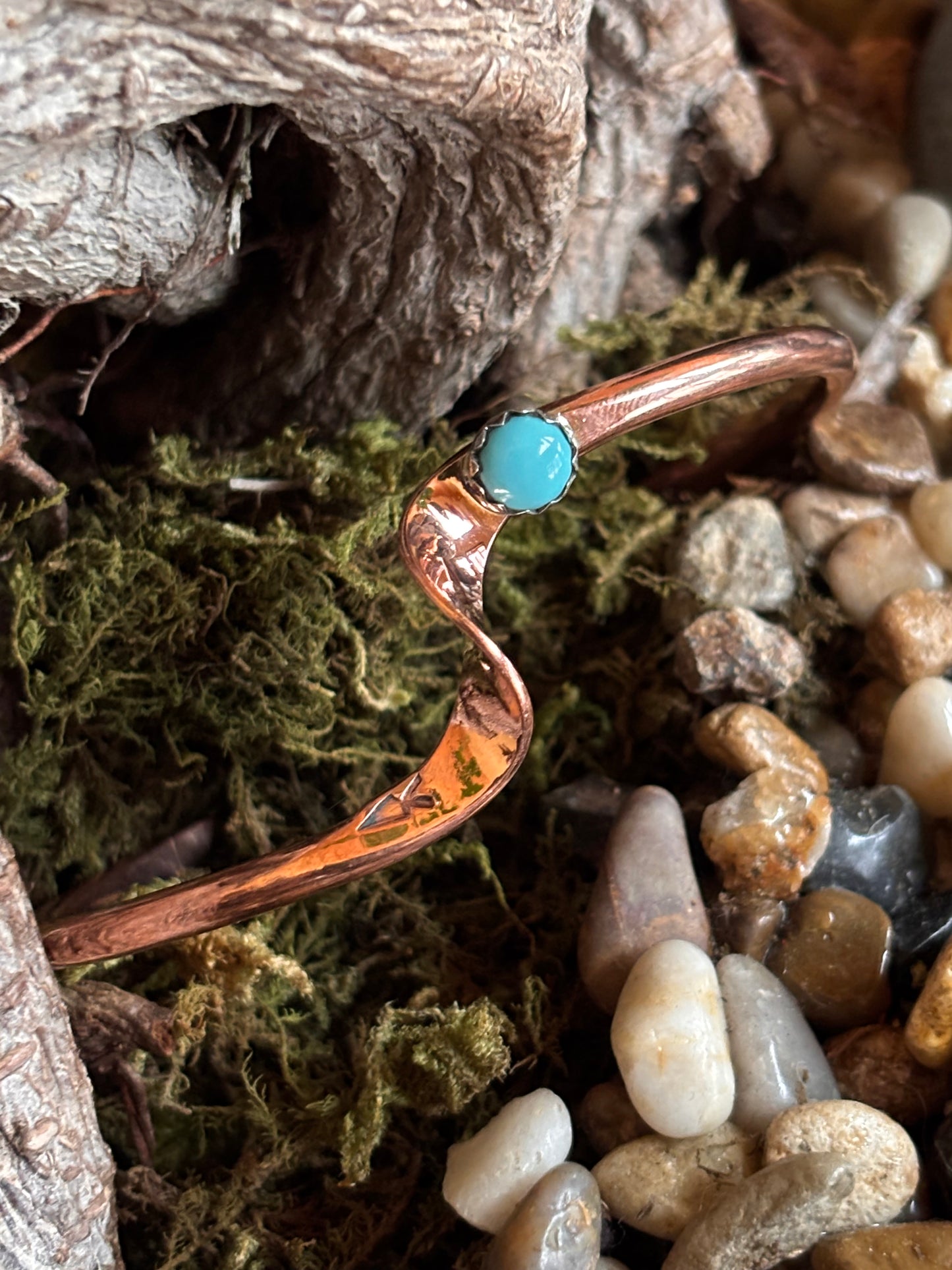 Navajo Copper Turquoise Cuffs made by Yolanda Skeets