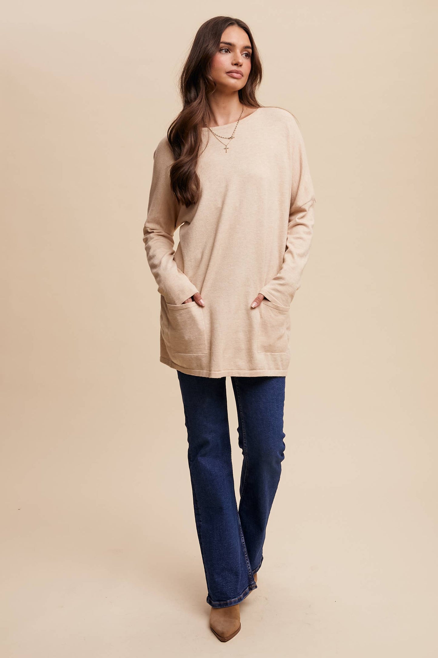Cozy Knit Pocket Tunic Dress