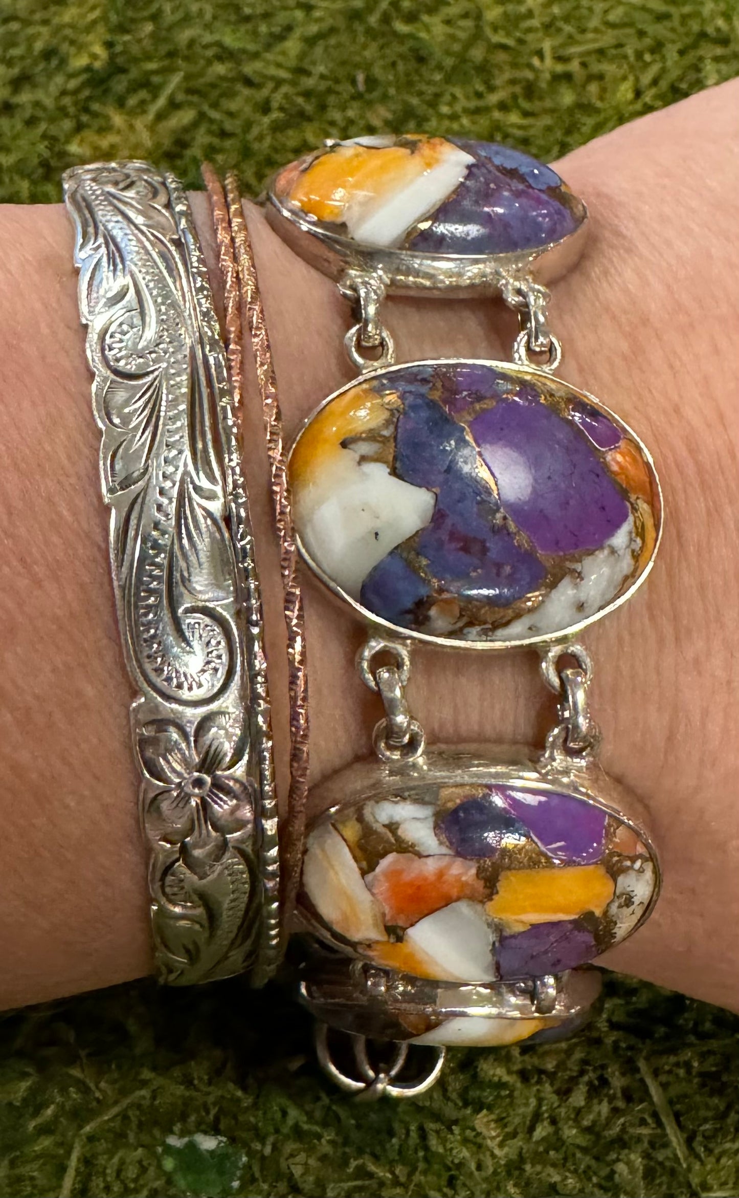 Purple Oyster Turquoise Bracelet