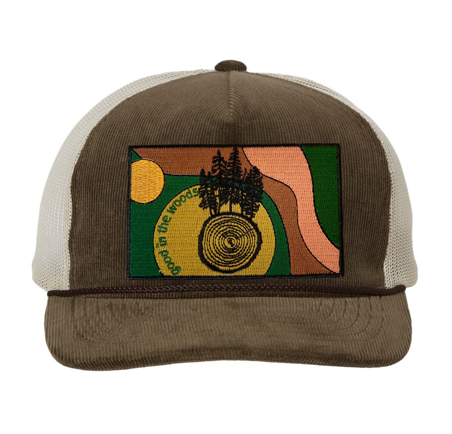 Corduroy Trucker Hat Good in the Woods Patch Snapback Hat