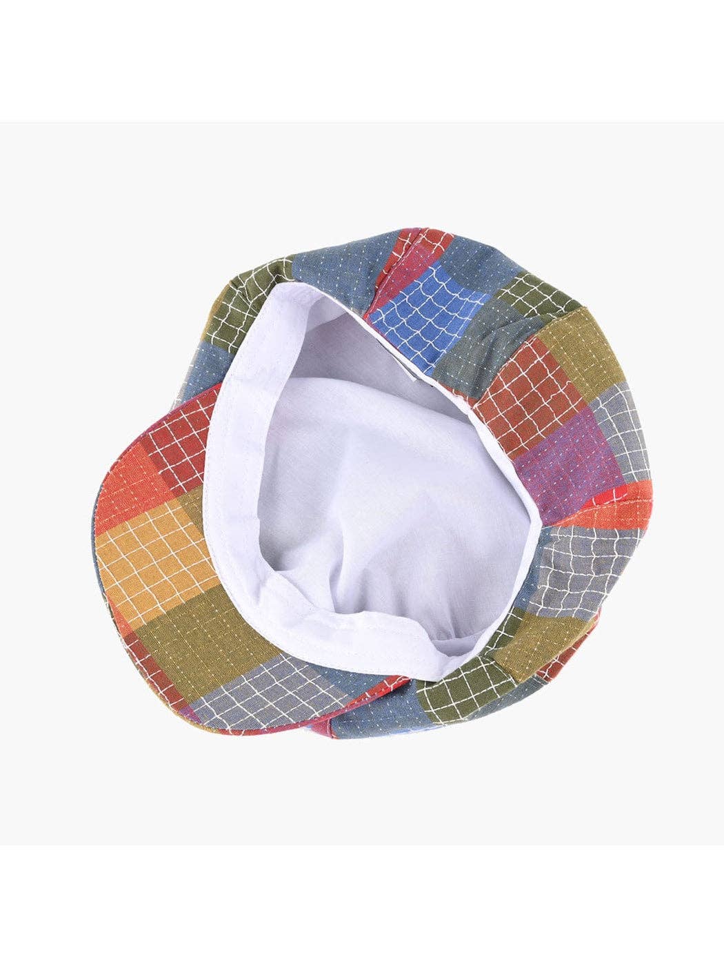 Retro Patchwork Plaid Newsboy Cap
