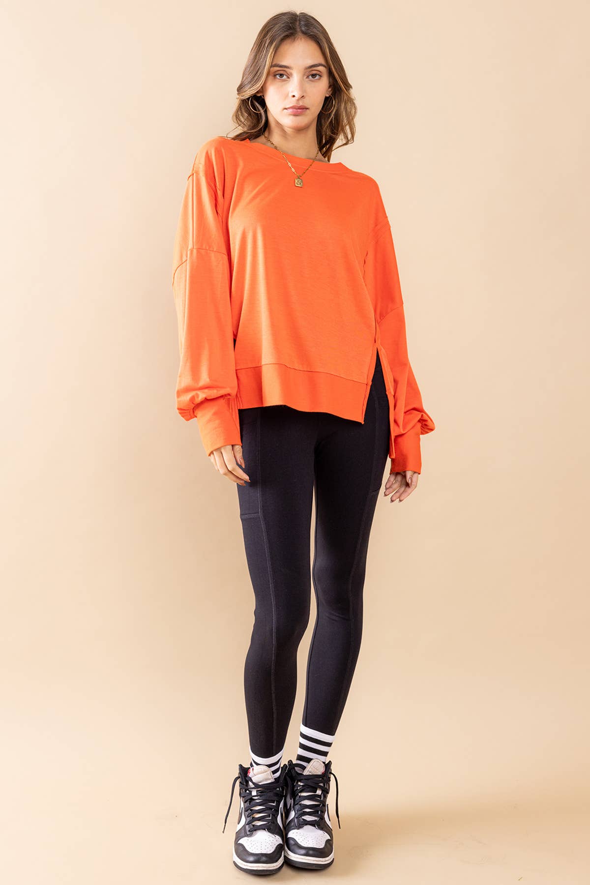 Solid Comfort Fit Hi-Lo Lightweight Sweatshirt