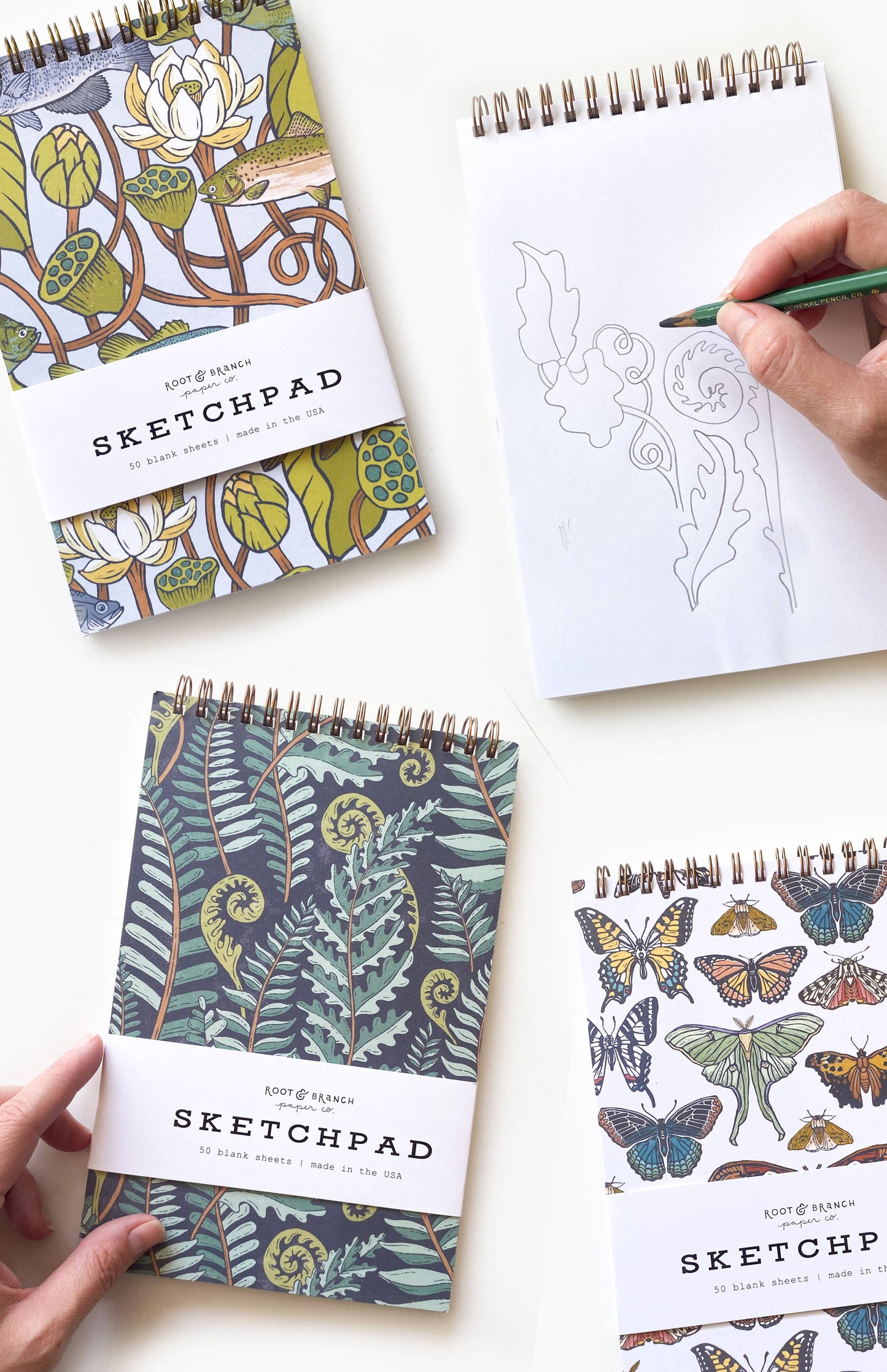 Ginkgo + Tiger Moth Spiral Bound Sketchpad