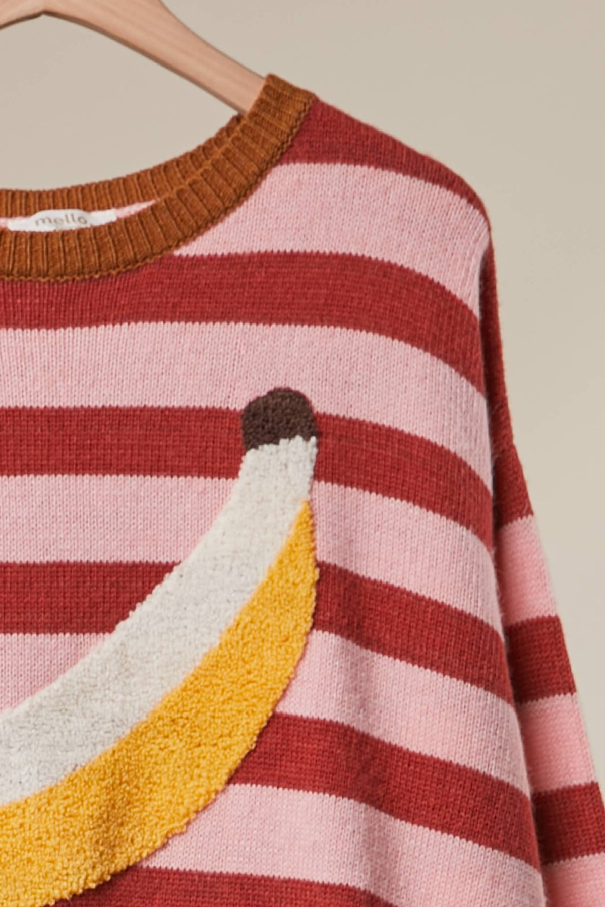 Cozy Striped Sweater with Fun Banana Detail