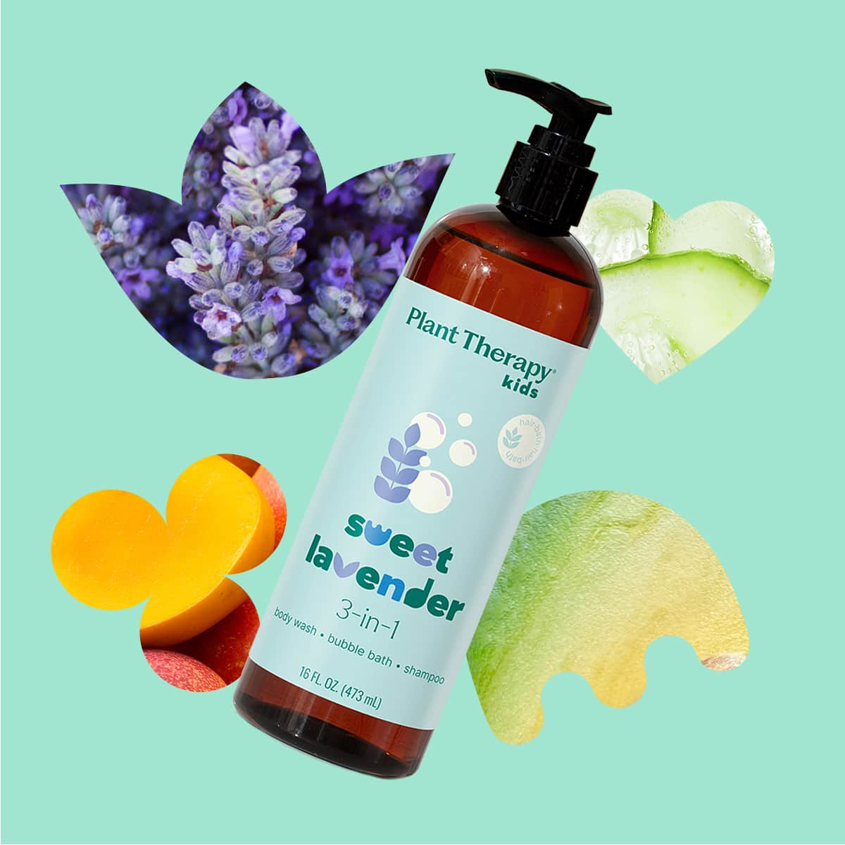 Sweet Lavender 3-in-1 Body Wash, Bubble Bath, Shampoo 16 oz