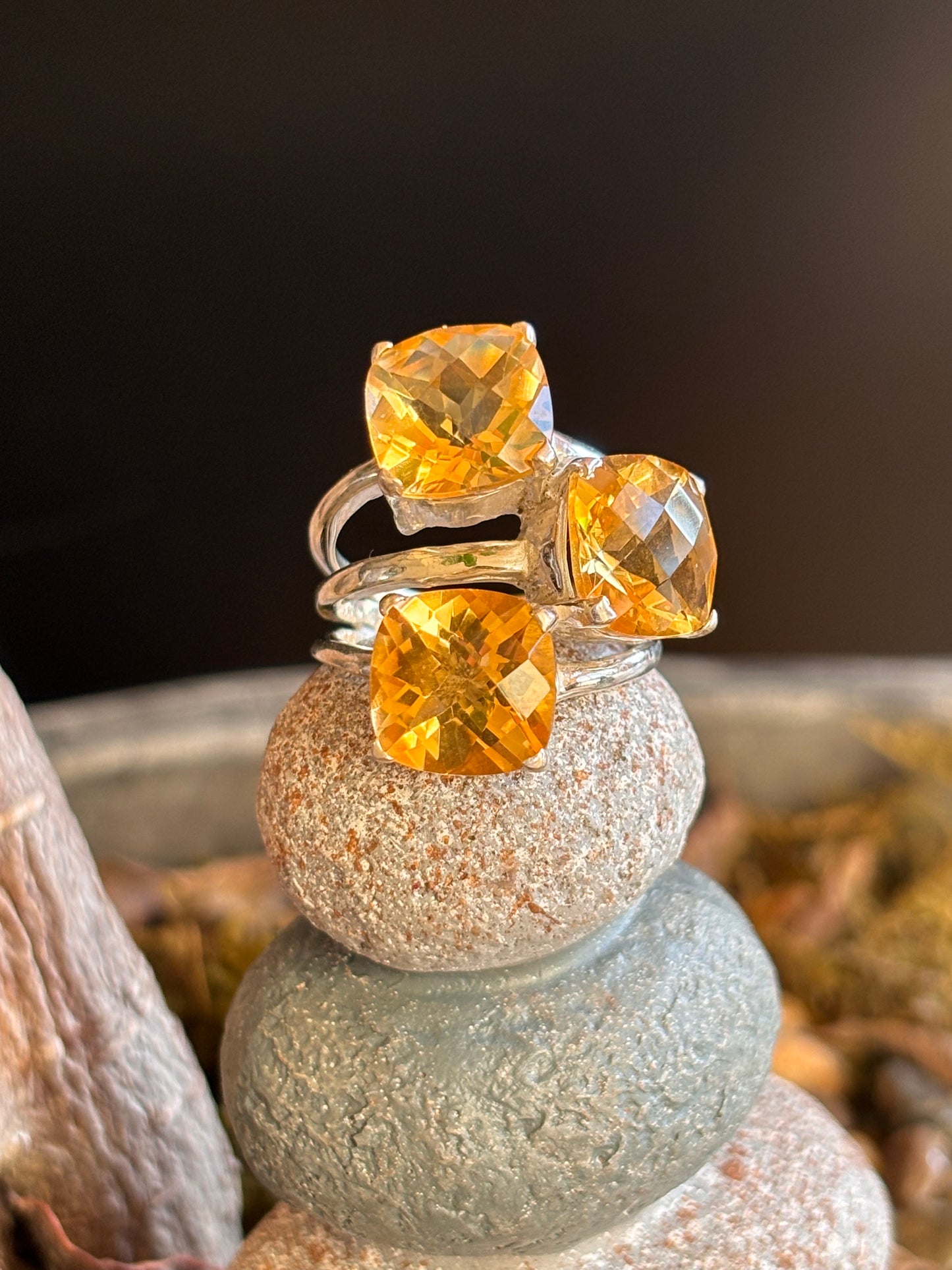 Triple Citrine Ring | Size 7