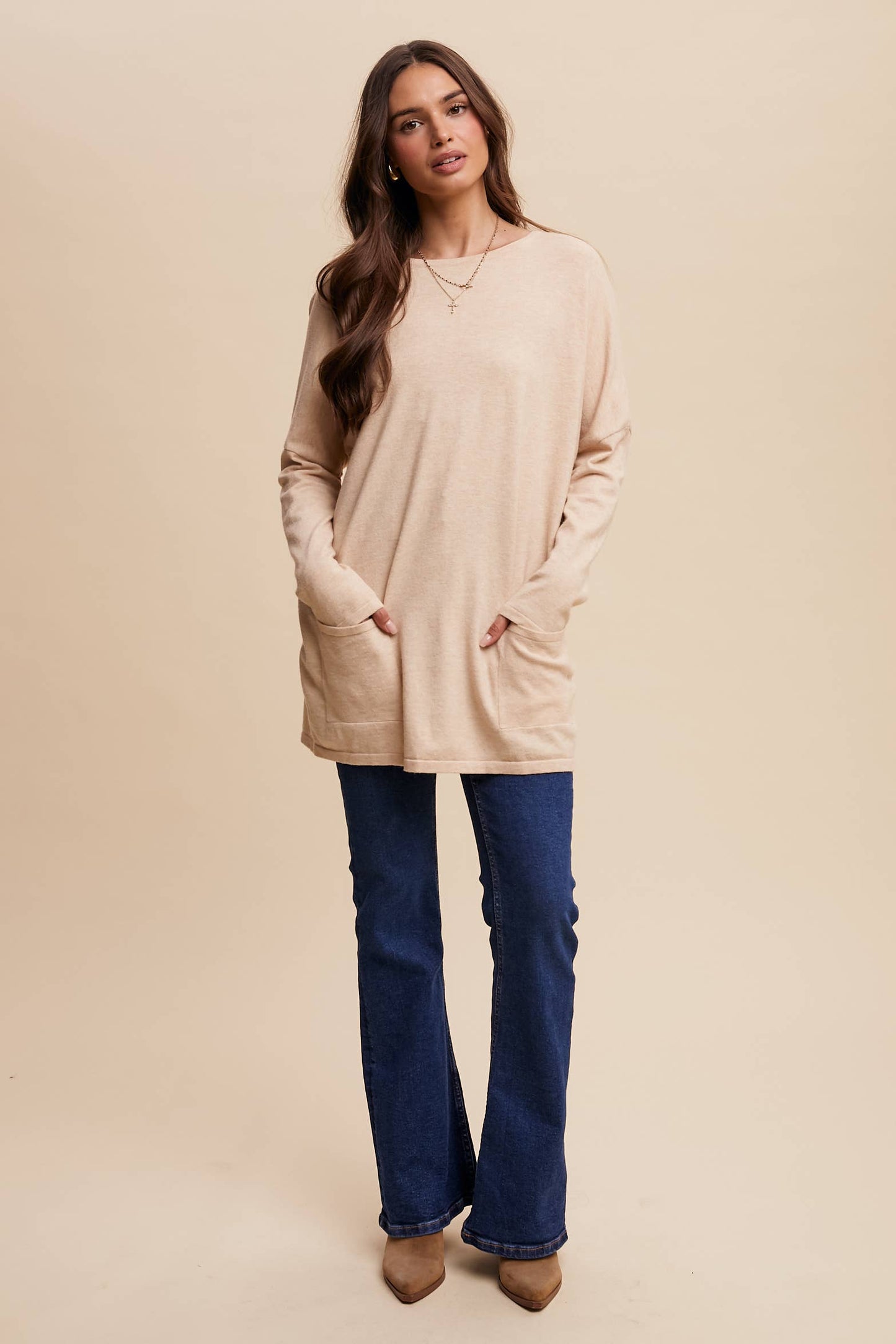 Cozy Knit Pocket Tunic Dress