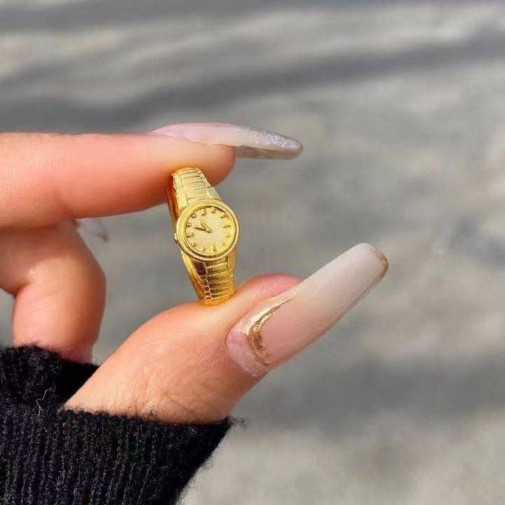 Retro Gold Plated Watch Open Ring