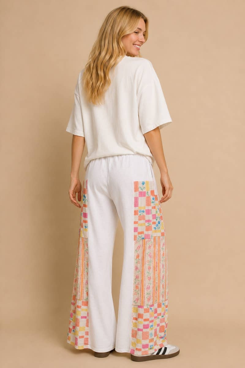 Patchwork Wide-Leg Lounge Pants