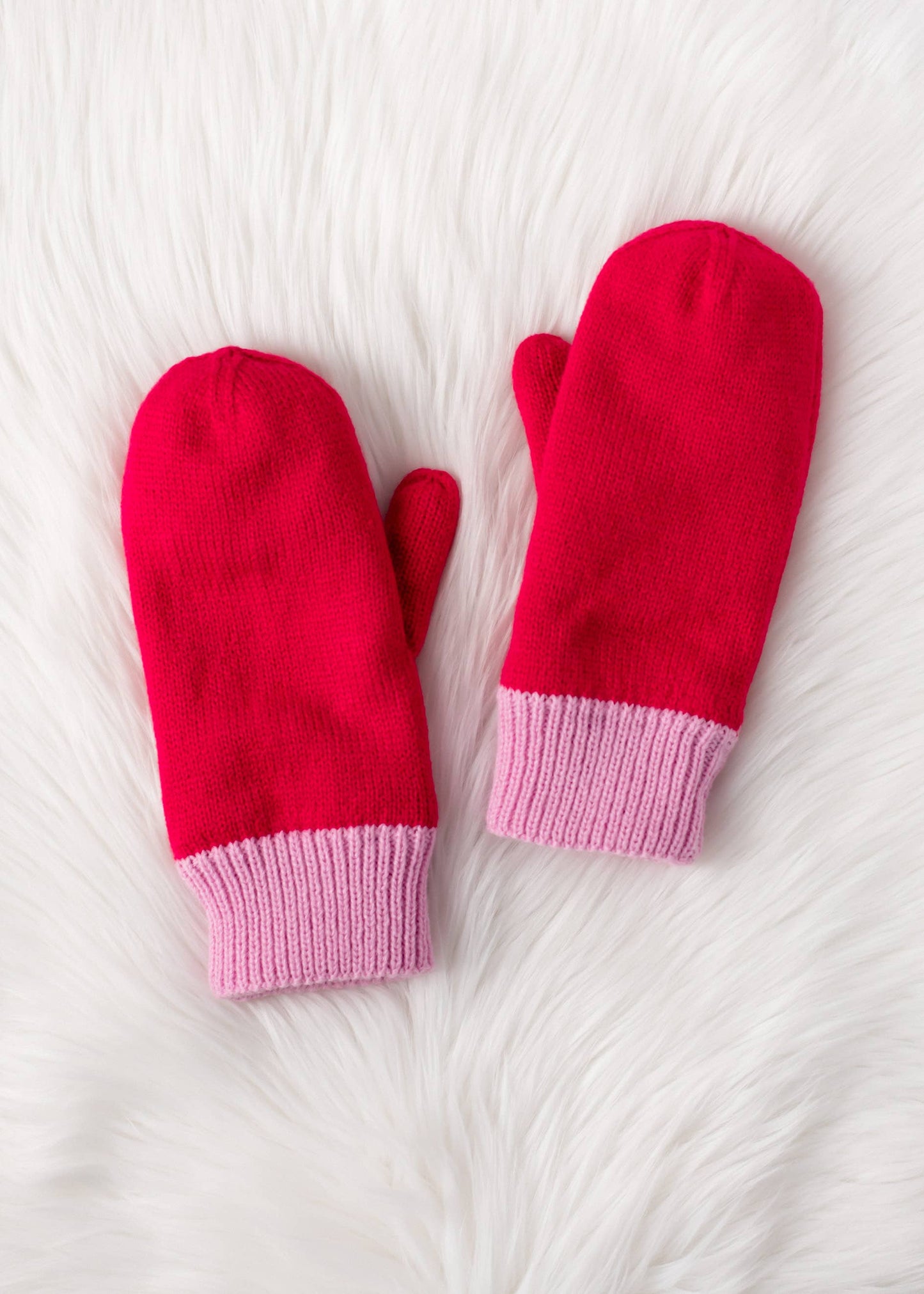 Red & Pink Knit Mittens