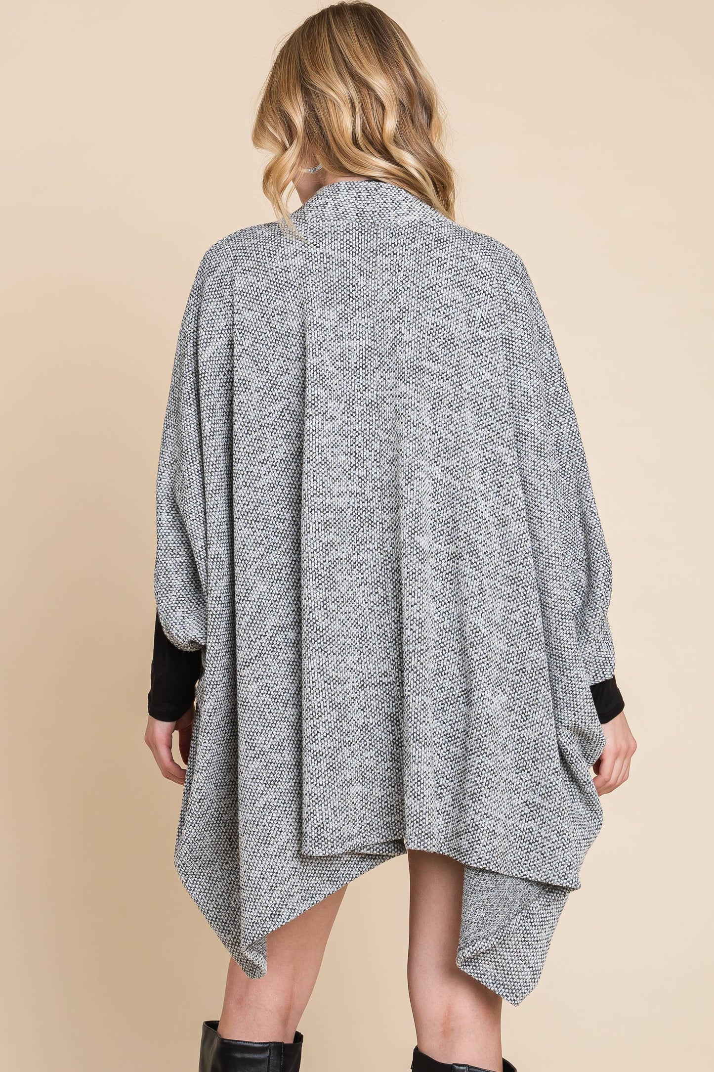 Jacquard Knit Open Front Cardigan