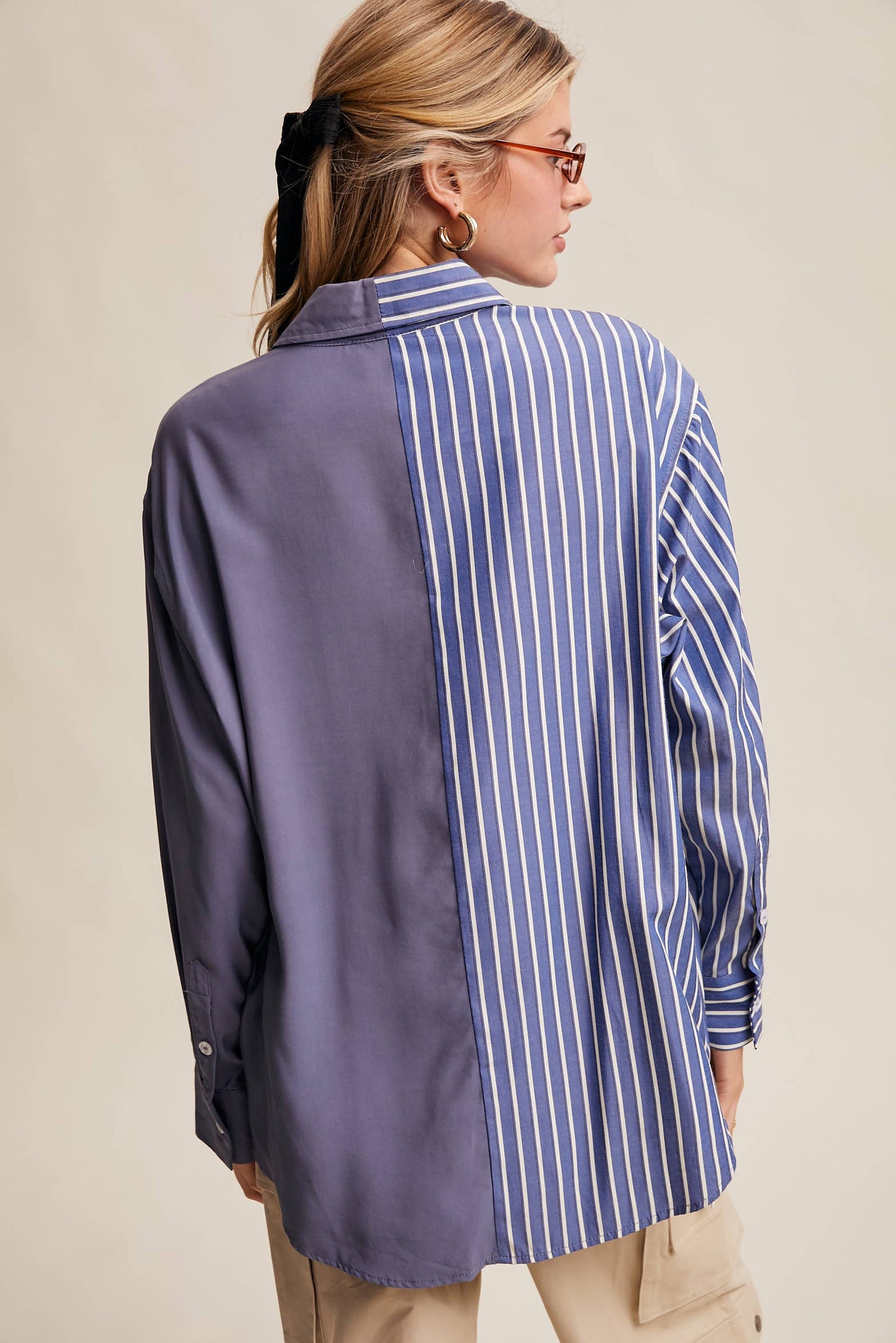 Contrast Panel Button-Up Shirt
