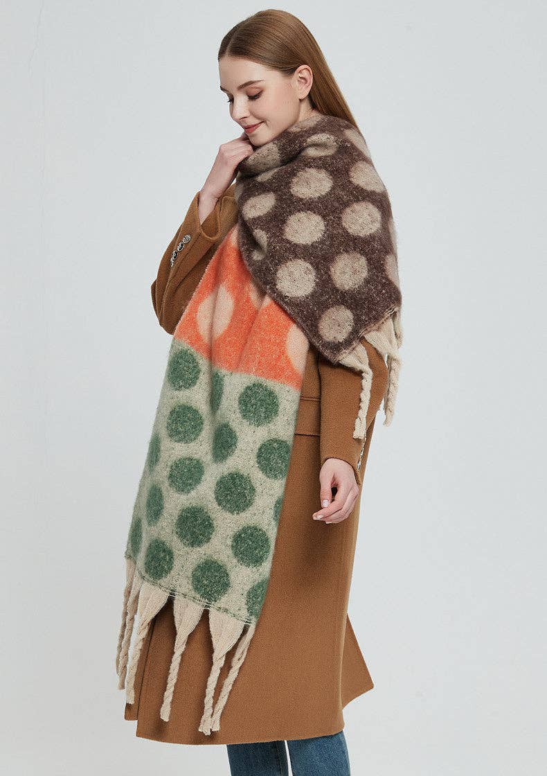 Contrast Color Point Tassel Warm Scarf
