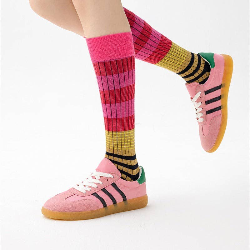 Color Block Striped Long Slouch Socks