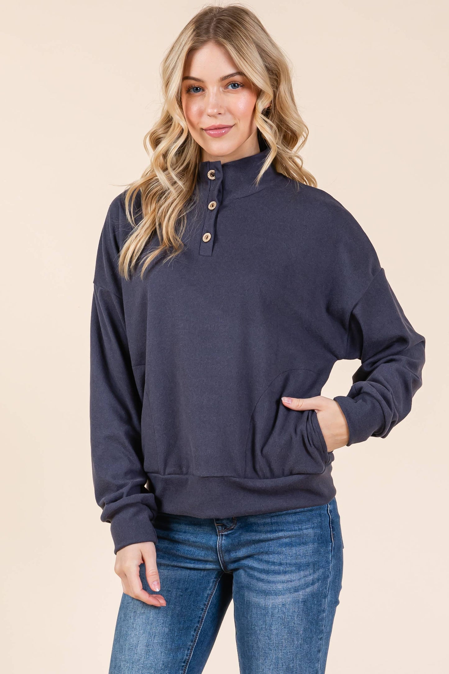 QUARTER BUTTON PULLOVER