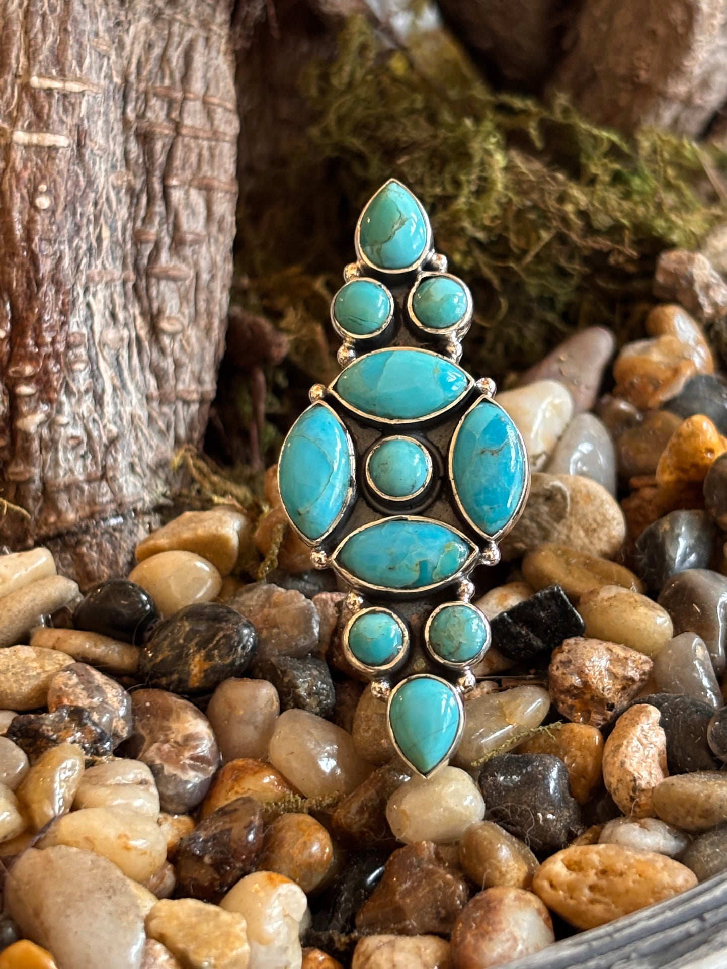 Mojave Turquoise Cluster Ring | Adjustable