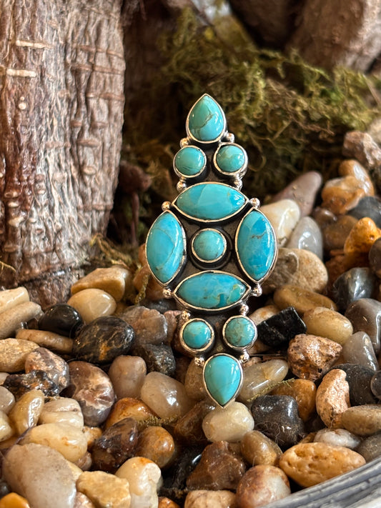 Mojave Turquoise Cluster Ring | Adjustable