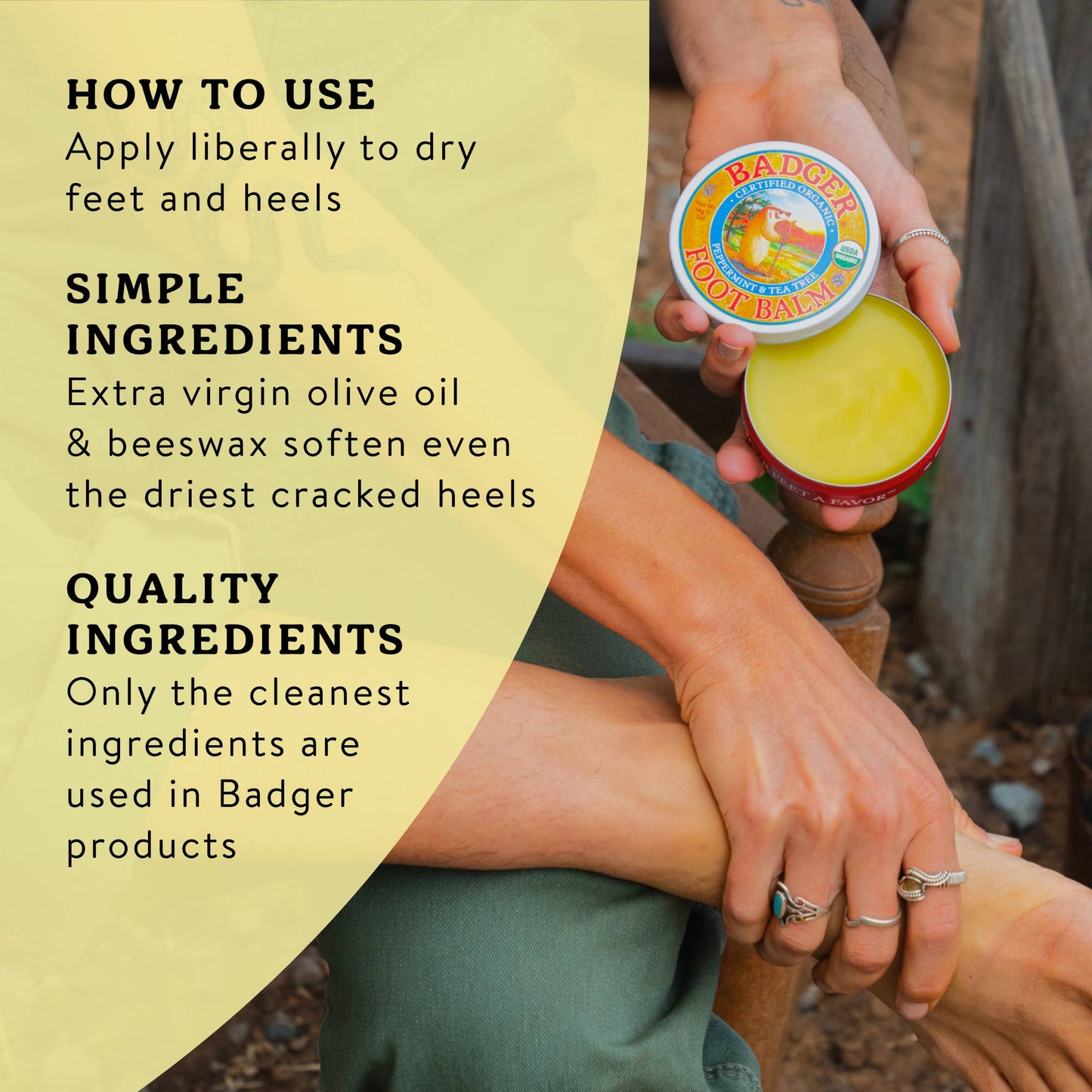 Foot Balm for Dry Cracked Heels and Feet - Badger 2oz