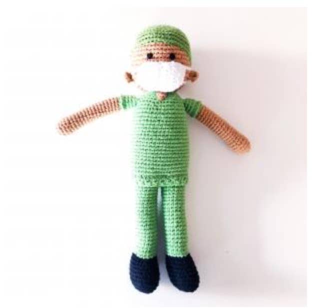 Handmade Hospital Hero - Surgeon Doll in Scrubs