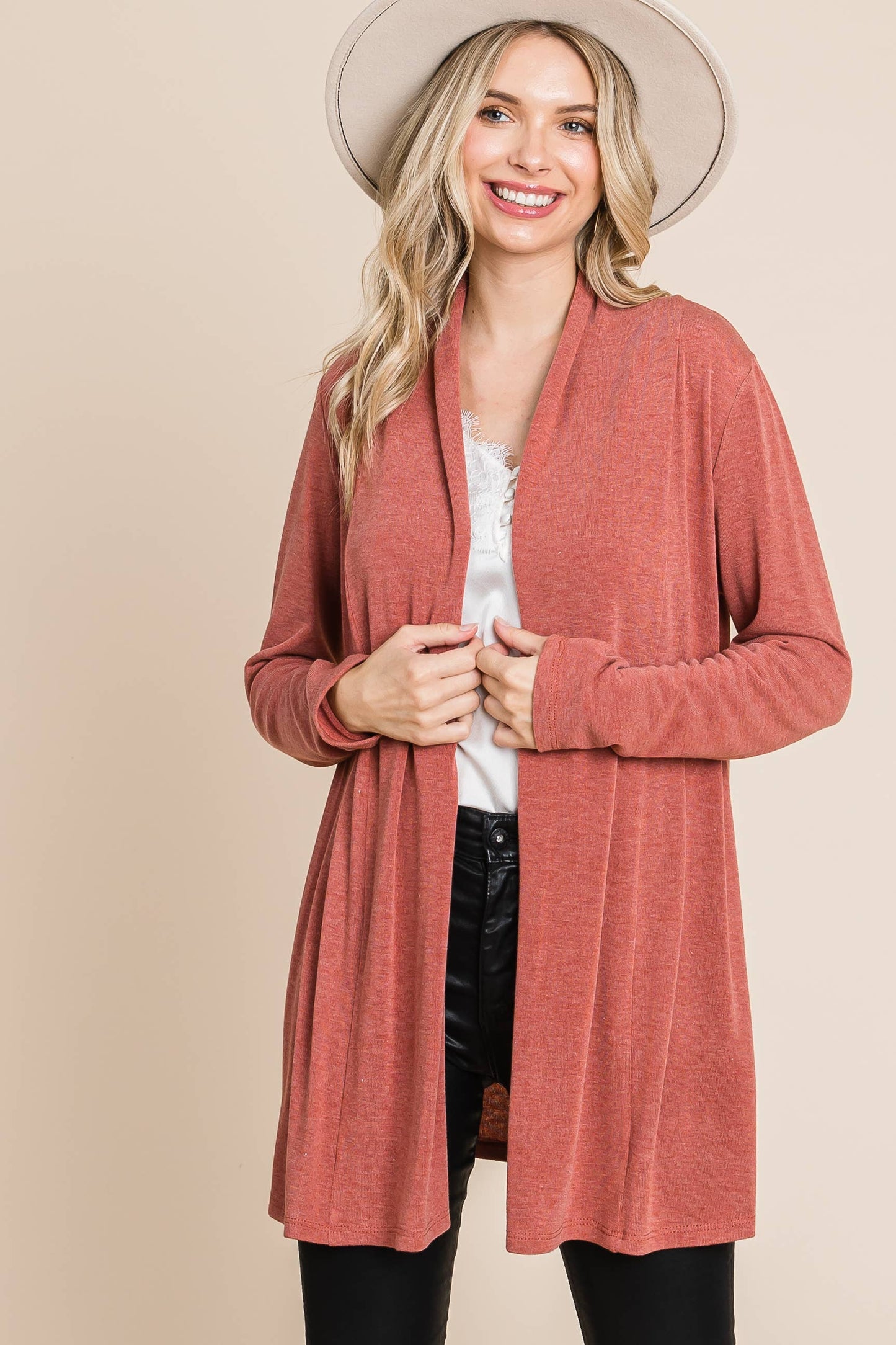 Soft Solid Open Front Cardigan