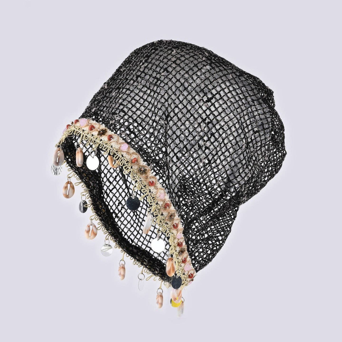 Boho Shell Tassel Hollow Out Slouchy Hat