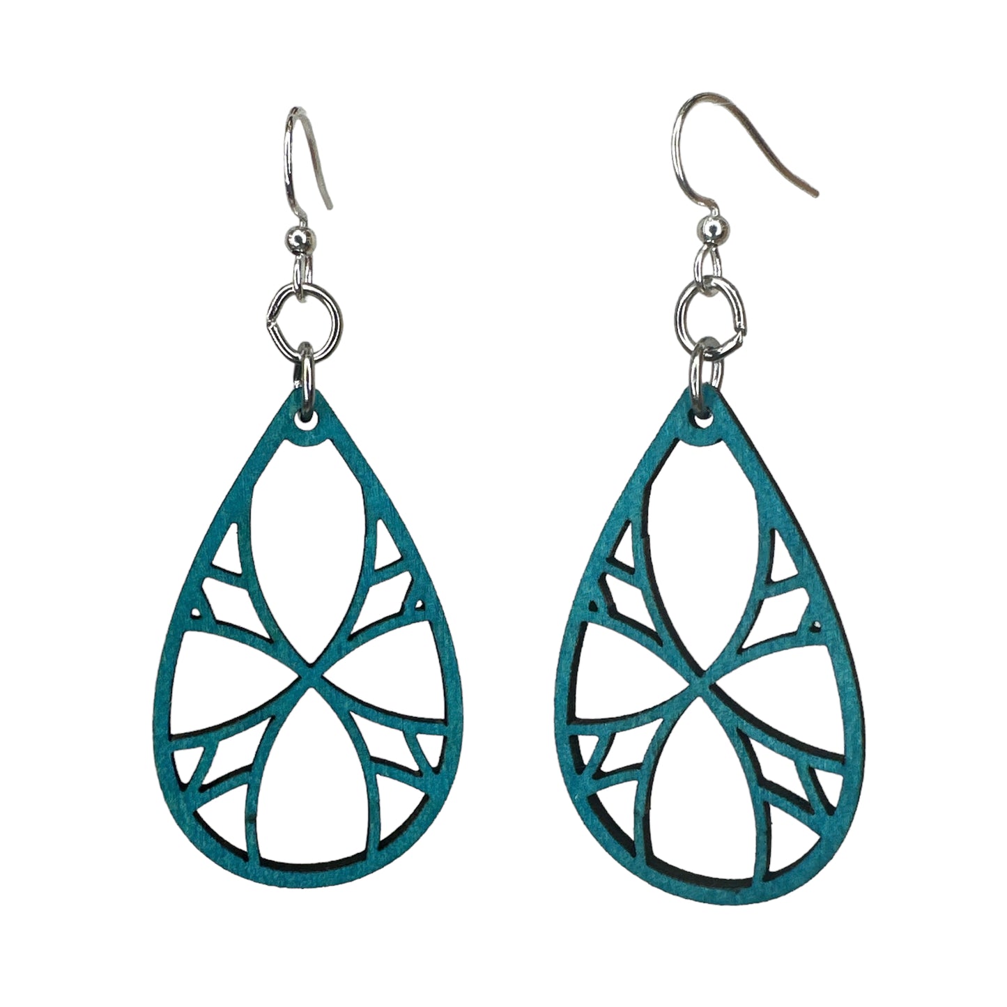 Green Tree Earrings | Geometric Shapes