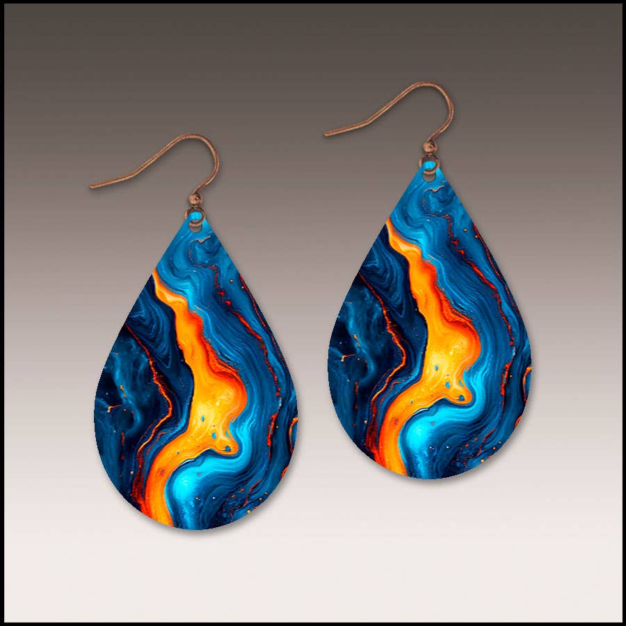 Lava Spill Petal Drop Handmade Earrings