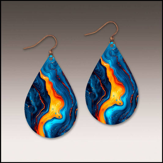 Lava Spill Petal Drop Handmade Earrings