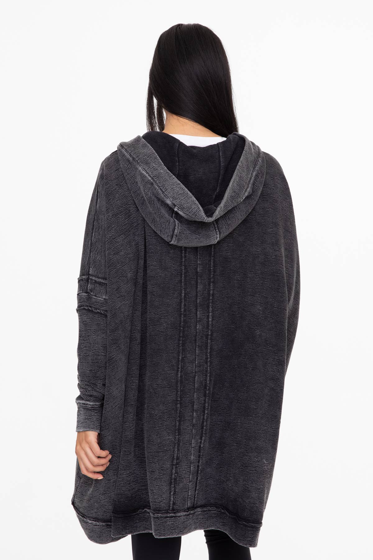 Oversized Cotton Poncho with Hood