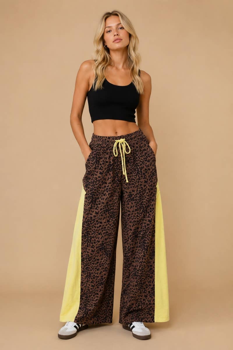 Shooting Star Leopard Wide-Leg Pants
