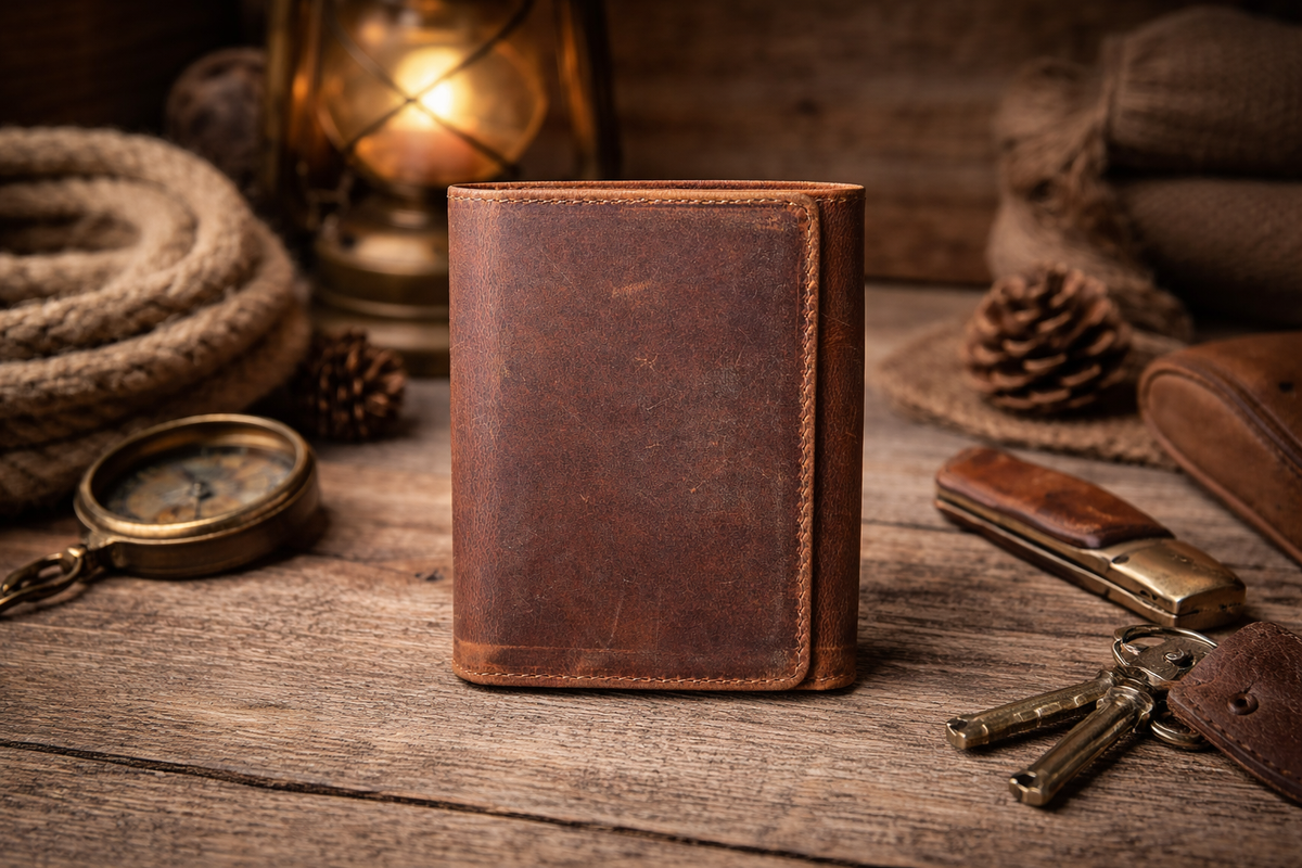 Leather Wallet for Men Handcrafted Distressed Trifold Wallet