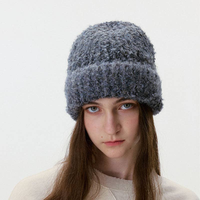 Simple Wool Blend Thick Warm Beanie Hat