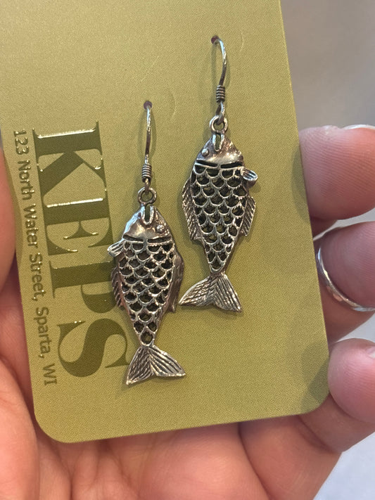 Vintage Sterling Fish Earrings