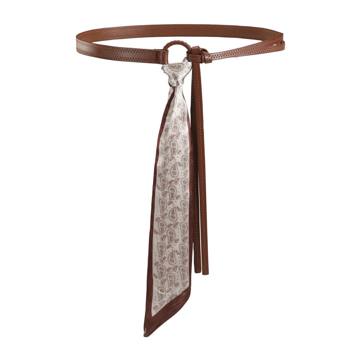 Punk Style Leather Waistband Paisley Scarf Belt