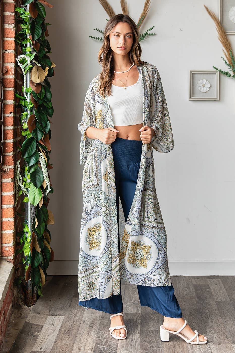 PAISLEY PRINT BELTED CHIFFON MIDI DUSTER