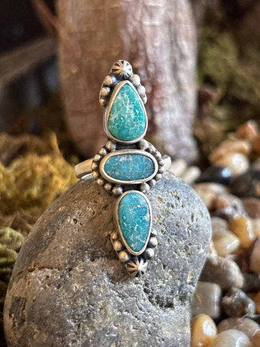 White Water Turquoise Ring | Adjustable