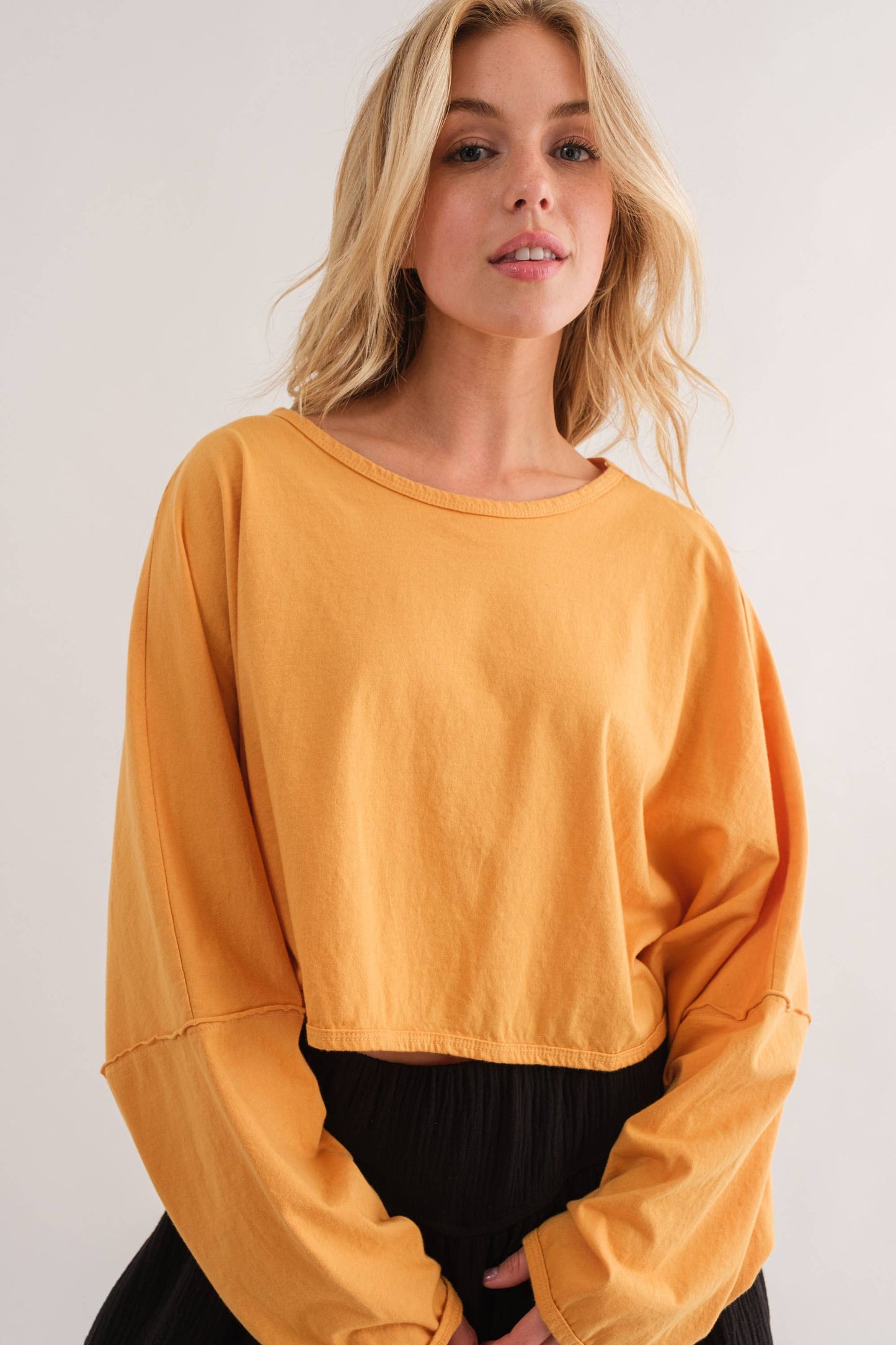 Washed Relaxed Fit Drop Shoulder Crop Top