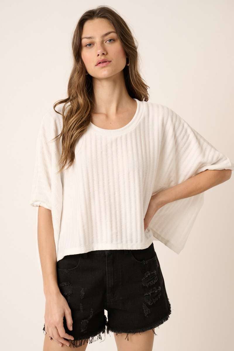 TEXTURE KNIT DOLMAN SLEEVE TOP