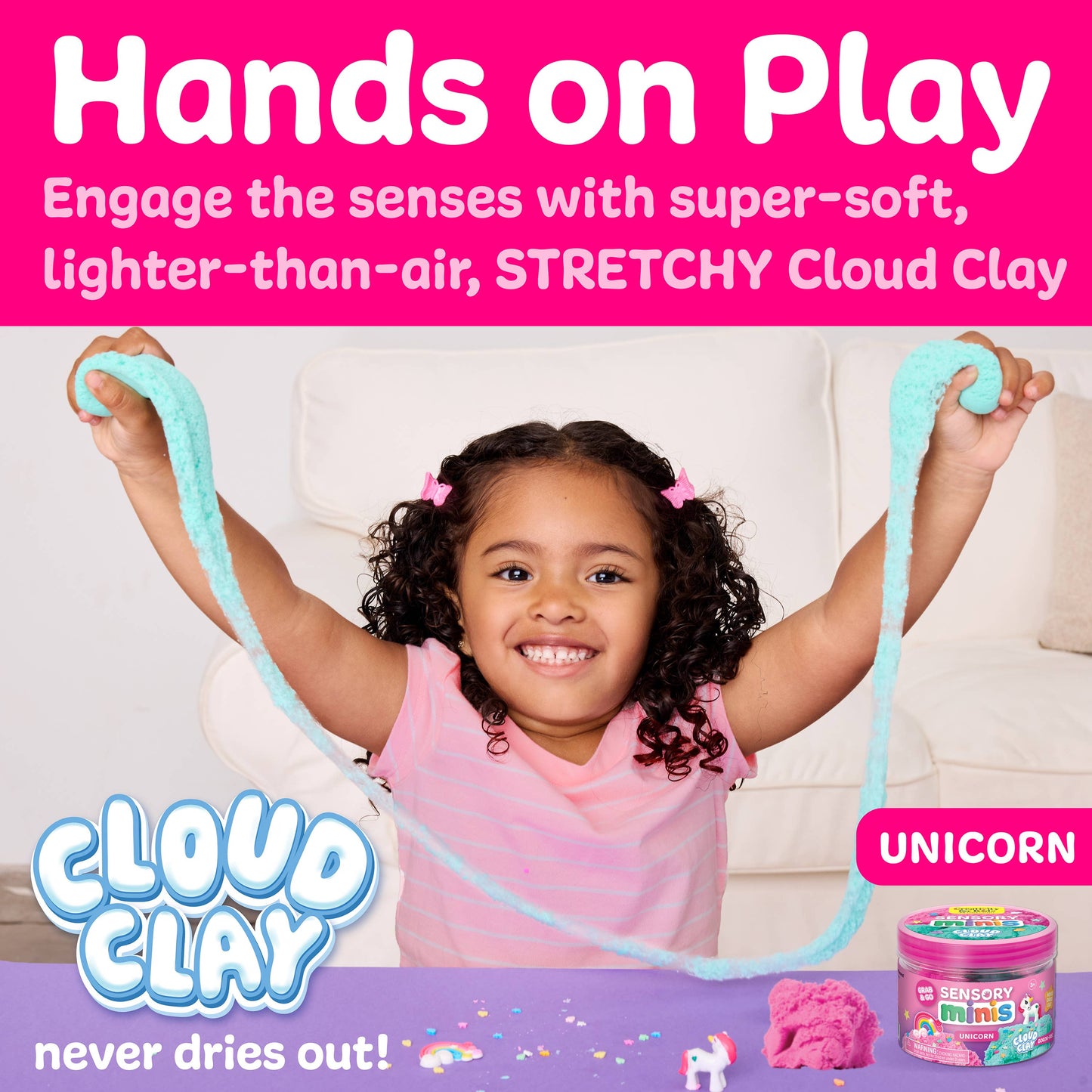 Unicorn Theme - Sensory Mini Play Kit Jar with Cloud Clay